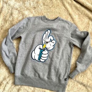 ECHO UNLIMITED Woman's Mouse Gloves Cannabis Pullover Sweater Size XS